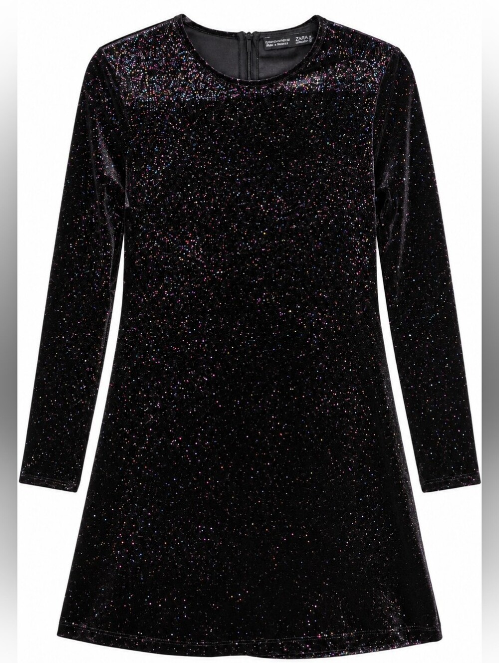 Zara Black Glitter Velvet A-Line Girls' Dress